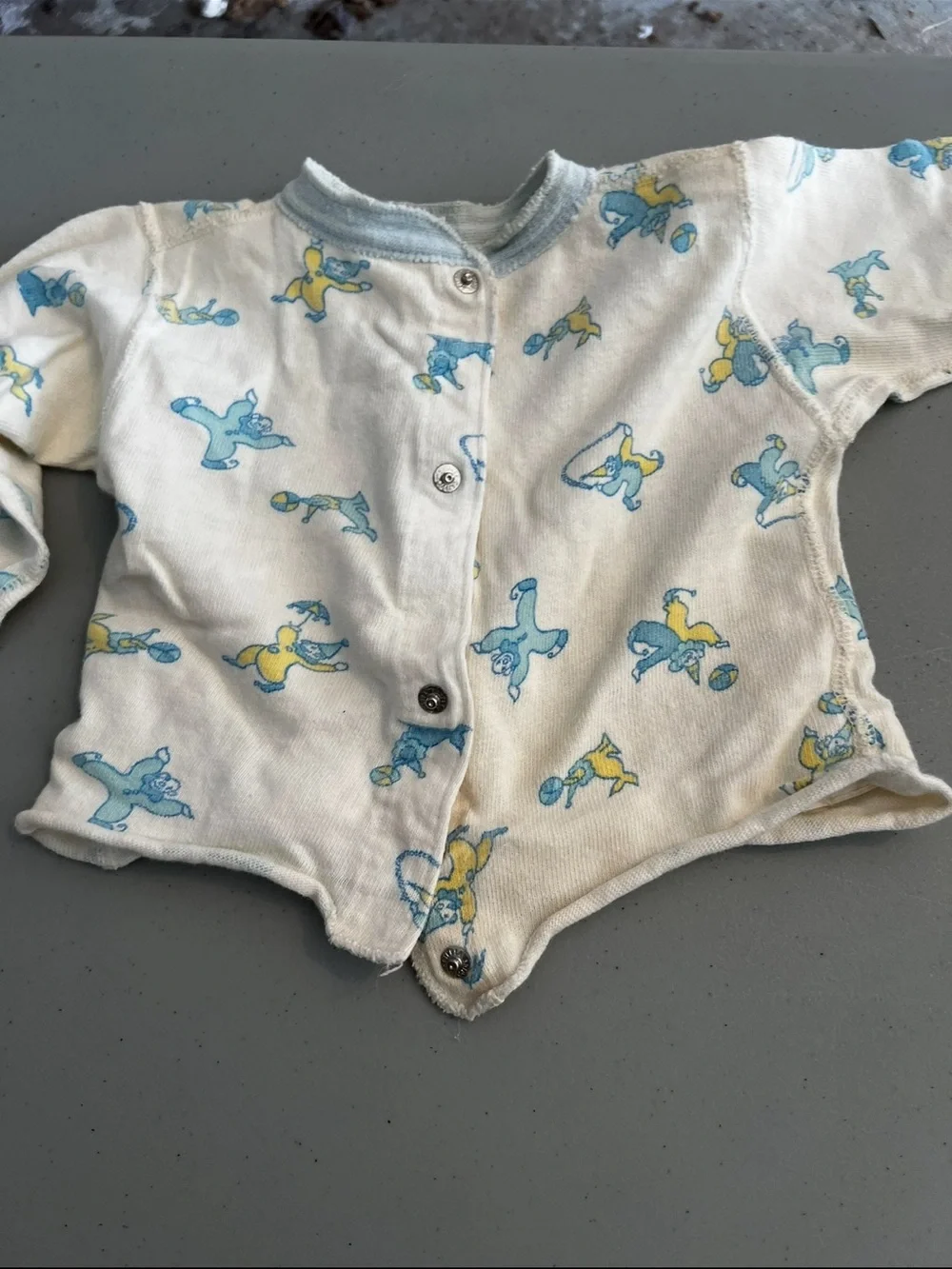 Sears Sage Green Kids Footie Romper with Puppy Applique